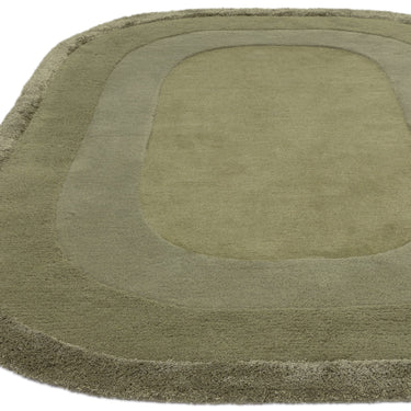 Asiatic London Halo Sage Oval Tufted Ombre Green Hand-Carved Wool Viscose Bordered Rug