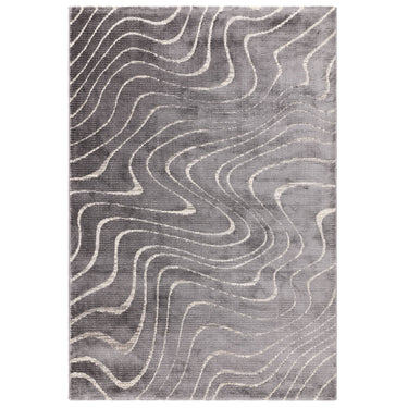Asiatic London Axel AX08 Swirls Lines Charcoal Polypropylene Textured Scandi Rug