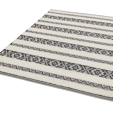 Monty Striped Tribal Indoor Outdoor Rugs in Black Cream and Natural