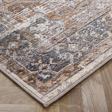 Origins Alexandra Cream Grey Medallion Polypropylene Persian Oriental Traditional Rug 80x150 cm