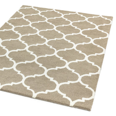 Albany Ogee Traditional Morroccan Trellis Design Hand Tufted Wool Rug in Camel
