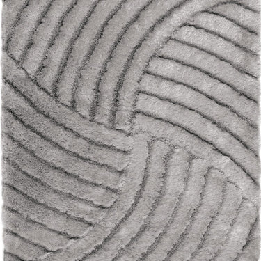 Origins Dallas Soft Thick Pile Silver Hand-Carved Shaggy Abstract Geometric Rug