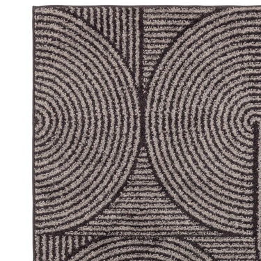 Muse Modern Geometric Swirl Pattern Charcoal and Blue Rug