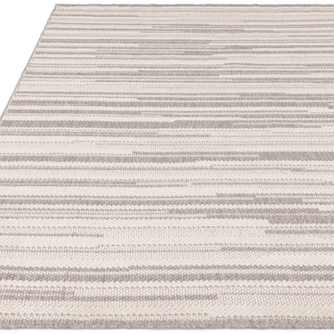 Asiatic London Camber Stripe Grey Natural Traditional Textured Striped Flatweave Rug
