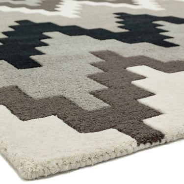 Asiatic London Matrix Cuzzo Sienna Tufted Stone Grey Wool Geometric Textured Rug 120x170 cm