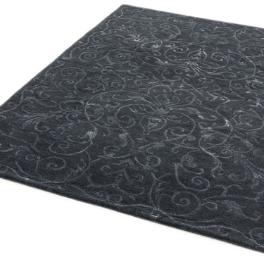 Victoria Hand Made New Zealand Wool Classic Design Rug in Cream, Midnight Blue, Silver and Stone
