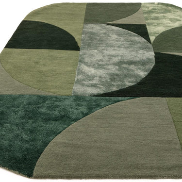 Matrix Oval Soft Wool Viscose Rug Vintage Geometric Hand Carved Rug
