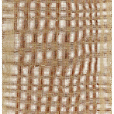 Avalon Modern Fringed Wool Hand Woven Flatweave Plain Rug in Rust Brown