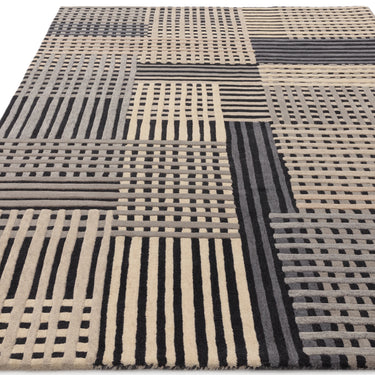 Asiatic London Aspect Grey Multi Hand-Tufted Basketweave Pattern Handmade Wool Abstract Textured Rug