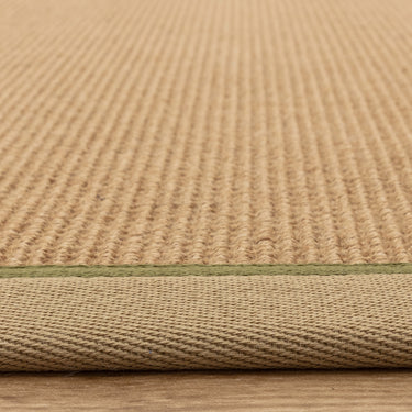 Asiatic London Bordo Boucle Sisal Linen Sage Green Border Natural Beige Jute Cotton Textured Flatweave Rug