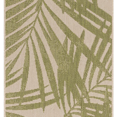 Asiatic London Patio Palm Botanical Leaf Green Indoor Outdoor Polypropylene Geometric Flatweave Hallway Runner Rug