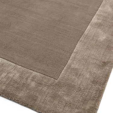 Ascot Modern Plain Hand Woven Wool Viscose Bordered Taupe Rug