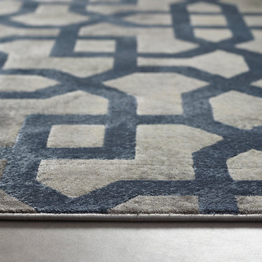 Origins Avanti Geometric Modern Classic Moroccan Soft Silky Rug in Grey/Blue 120 x 170 cm