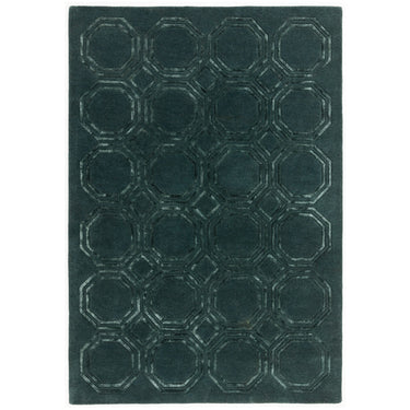 Asiatic London Nexus Octagon Petrol Teal Hand-Carved Wool Viscose Geometric Rug