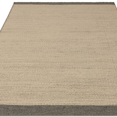 Asiatic London Lima Natural Weaves Grey Contrasting Edge Hand-Woven Wool Cotton Textured Rug