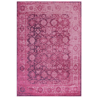Muse MU28 Heritage Pink Polypropylene Traditional Abstract Bordered Rug