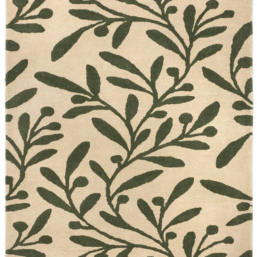 Origins Wool Hand Tufted Trailing Leaf Cream/Green Rug