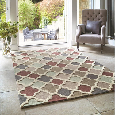 Origins Modern Trellis 3D Hand Tufted Wool Geometric Rug in Pastel Multi