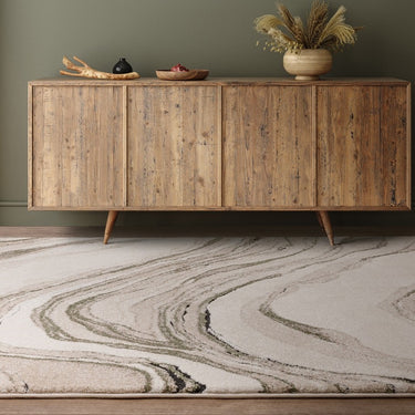 Asiatic London Mirage Quartz Marbled Texture Green Natural Polypropylene Abstract Textured Rug