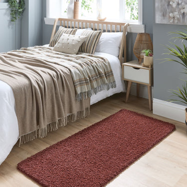 Origins My Red Washable Non-Slip Polypropylene Shaggy Rug - Runner 67x150 cm (2'3"x5')