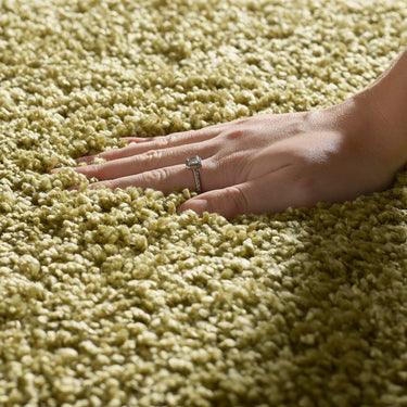 Origins My Olive Green Washable Non-Slip Polypropylene Shaggy Rug