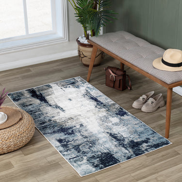 Wanderlust 2309 Blue Jute Abstract Scandi Rug