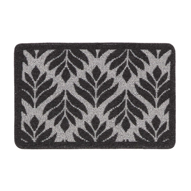 My Stain Resistant Leaf Charcoal Washable Non-Slip Polypropylene Bordered Doormat