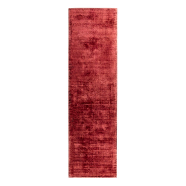 Blade Plain Silky Viscose Soft Shiny Rug in Berry Red