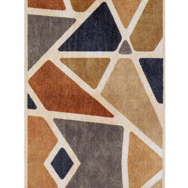 My Mat Studio Collection Mosaic Geometric Doomat Hallway Entryway Runner Rug in Blue Orange Multi 65 x 230 cm