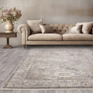 Asiatic London Jasper JA03 Living Antique Beige Natural Cotton Traditional Vintage Floral Rug