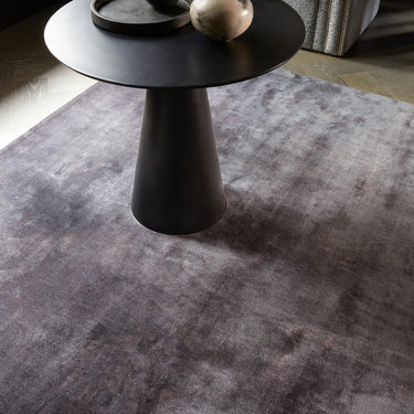 Katherine Carnaby Chrome Hand Made Rug Modern Plain Viscose Silky Shiny Luxurious Lead Grey Rug