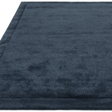 Asiatic London Rise Soft Silky Shiny Navy Blue Hand-Carved Wool Viscose Cotton Rug