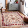 Orient 2520 Bordered Cream Red Polypropylene Traditional Floral Textured Rug 80x150 cm