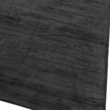 Reko Modern Contemporary Plain Hand Woven Viscose Silky Charcoal Grey Rug