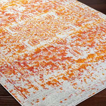 Harput HAP1019 Abstract Orange Area Washable Jute Cotton Polypropylene Rug