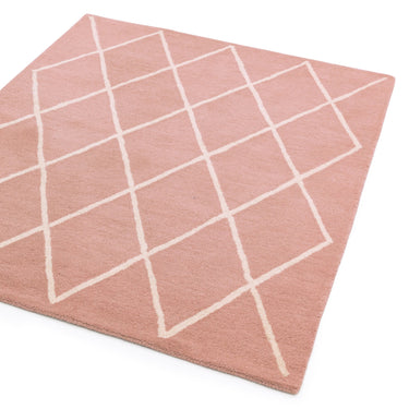 Albany Diamond Hand Tufted %100 Wool Rug in Berry, Pink, Silver Teal