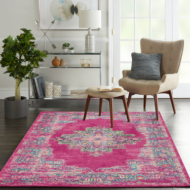Nourison Passion PSN03 Traditional Medallion Persian Rug in Fuchsia