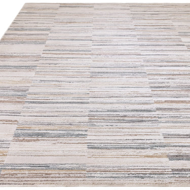 Asiatic London Anders AN09 Charm Linear Soft Shimmer Grey Natural Abstract Geometric Textured Striped Rug