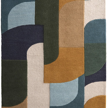 Origins Retro Deco Tufted Multicolour Wool Rug