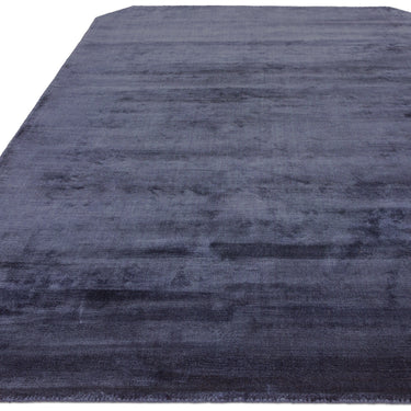 Gleam Luxury Contemporary Modern Shiny Plain Hand Woven Viscose Navy Blue Rug