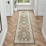 Alia Viana Green Cream Traditional Floral Bordered Rug - Runner 60x230cm (2'x7'7")