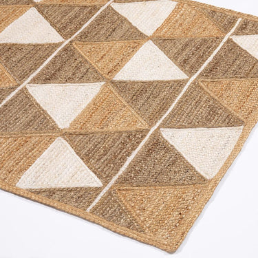 Natural Jute Hand Braided Geometric Rug for Indoor Sheltered Outdoor Reversible Rug in Medium Size 120x170 (4'x5'6")