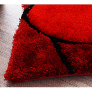 Modern 3D Carved Rose Soft Silky Shaggy Rug in Red, Natural, Charcoal Chocolate