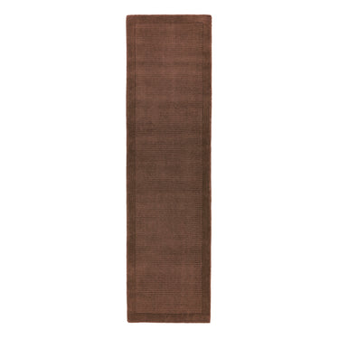 York 100% Wool Rug Hand Made Modern Plain Bordered Rug in Chocolate