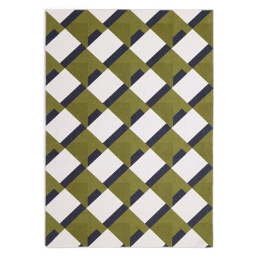 Origins Kyoto Green Washable Non-Slip Cotton Chenille Hallway Runner Rug
