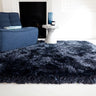 Plush Plain Shaggy High Pile Thick Silky Fluffy Soft Hand Woven Navy Blue Rug - Medium 120x170 cm (4'x5'6")