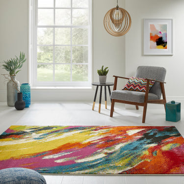Consept Looms Art102 Multi Pictorial Pop Multicoloured Polypropylene Abstract Floral Rug
