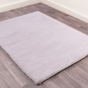 URCO Luxe Faux Fur Super Silver Shaggy Textured Plain Rug