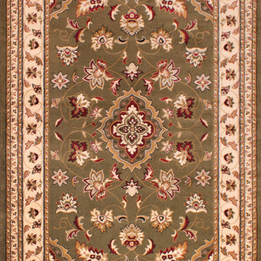 Traditional Sherborne Classic Bordered Rug Hallway Runner in Green