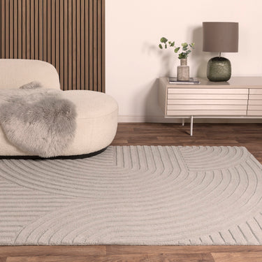 Hague Modern Hand Made Wool Rug in Silver
